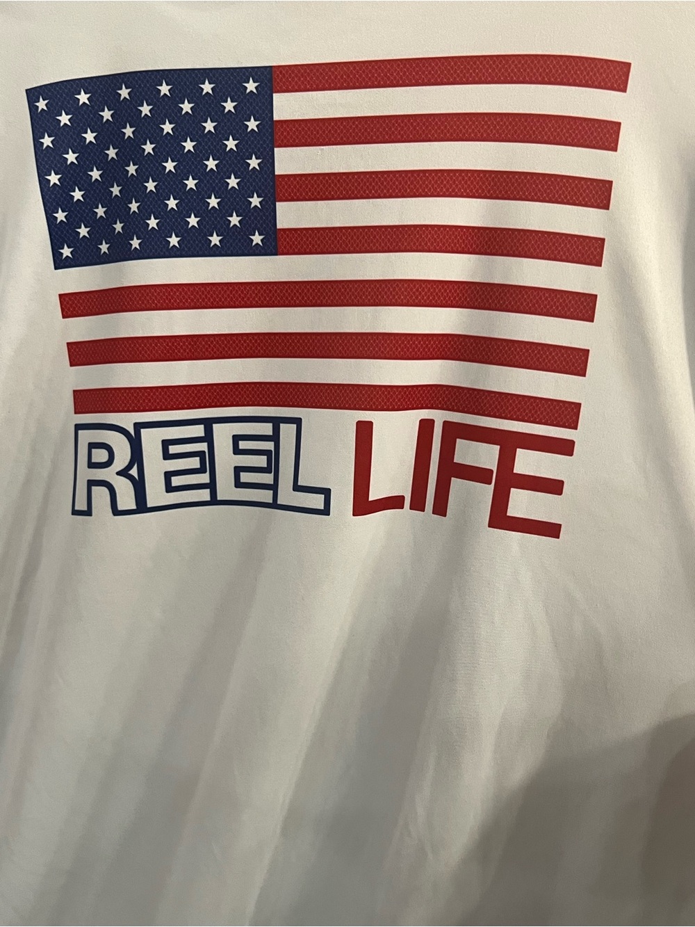 Reel Life Men's White Long Sleeve Flag Graphic Tee